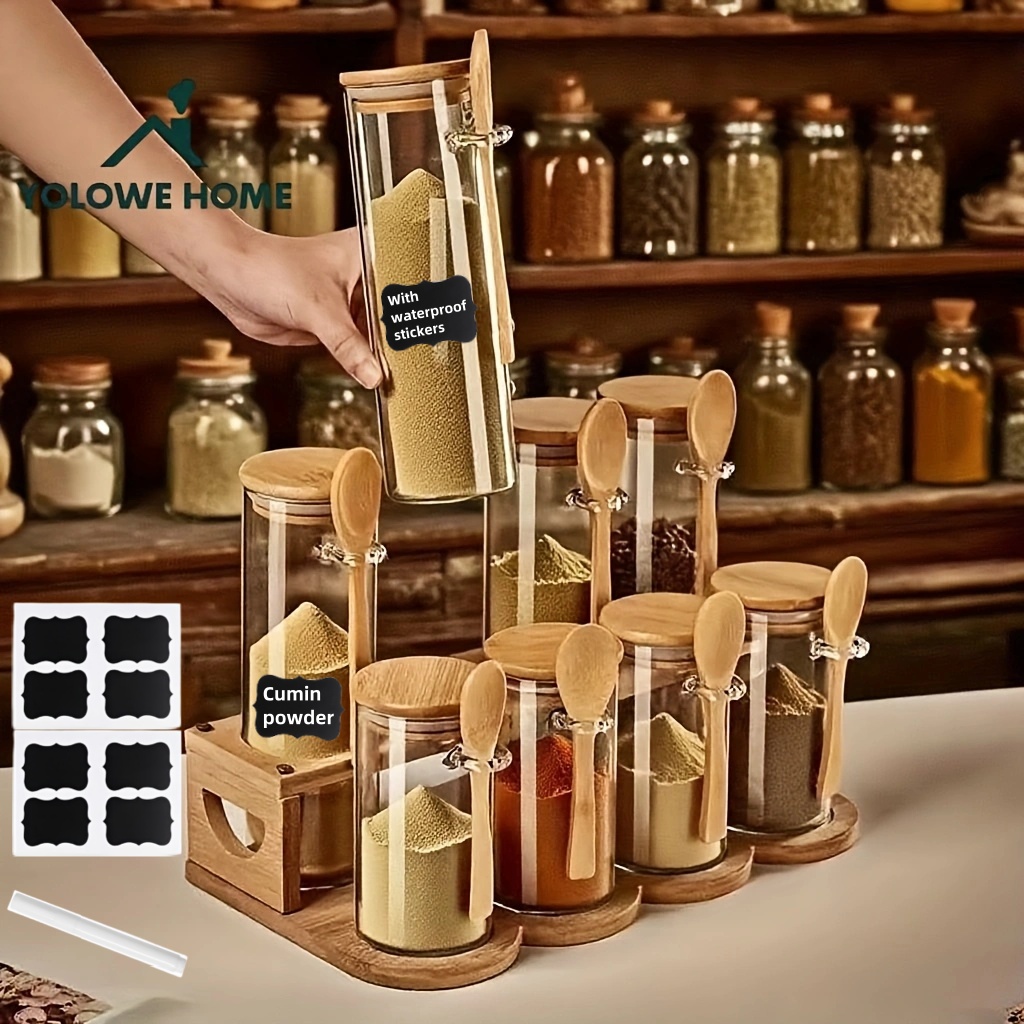 Spice Jar Labels - Набор из 8 стеклянных контейнеров для