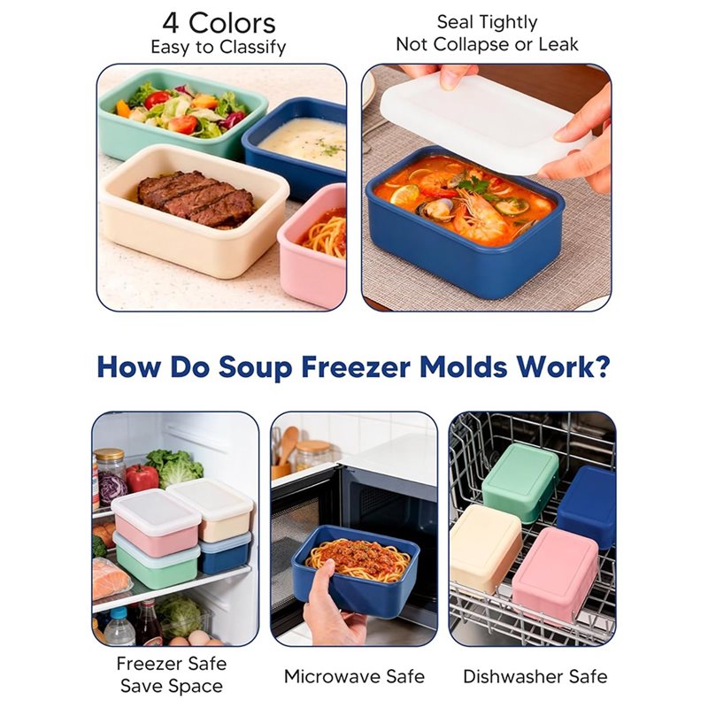 Набор из 4 силиконовых форм дл – обзор и цена Meal Prep Freezer
