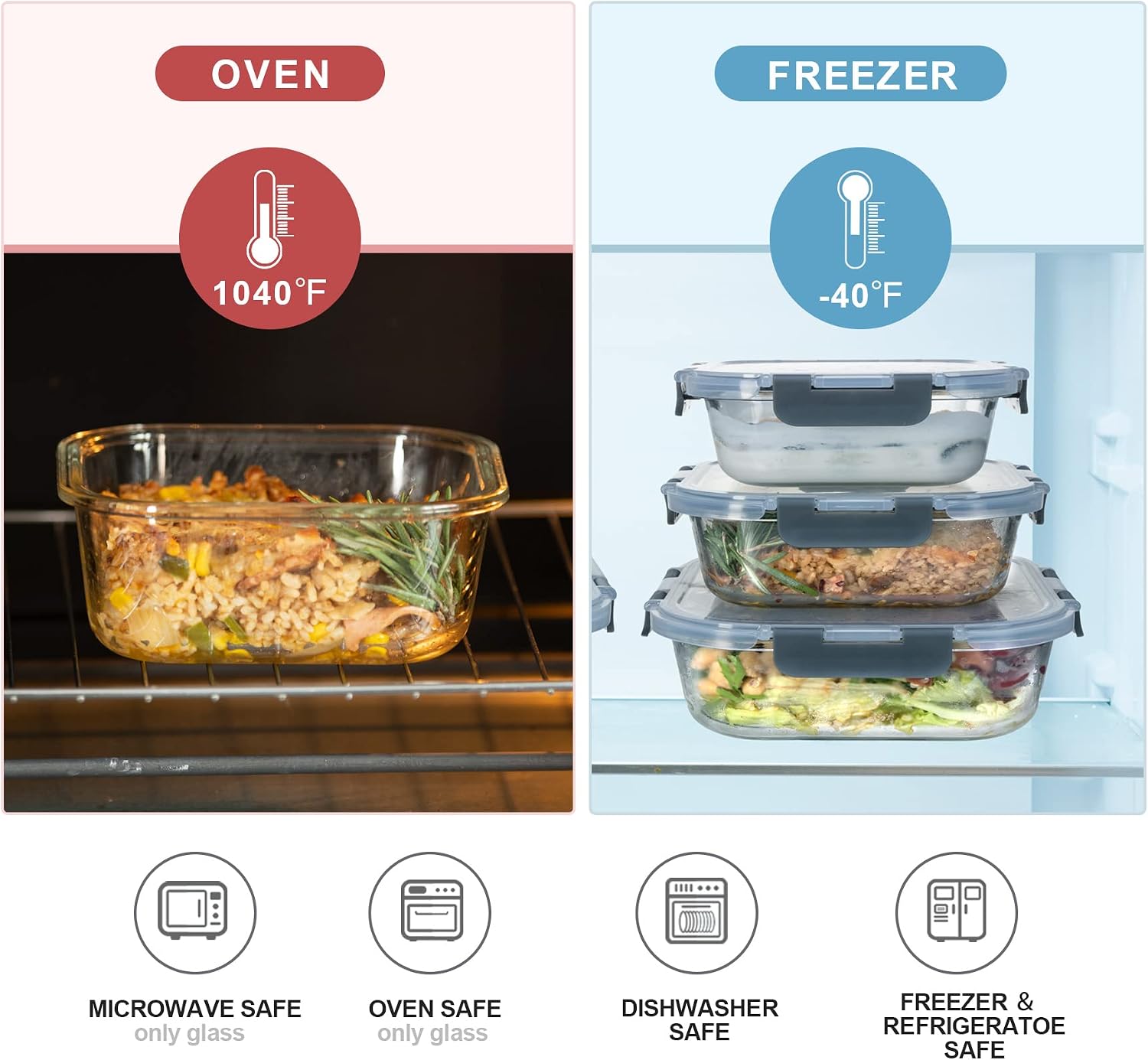 Стеклянные контейнеры для хран – обзор и цена Meal Prep Glass Containers Oven Safe